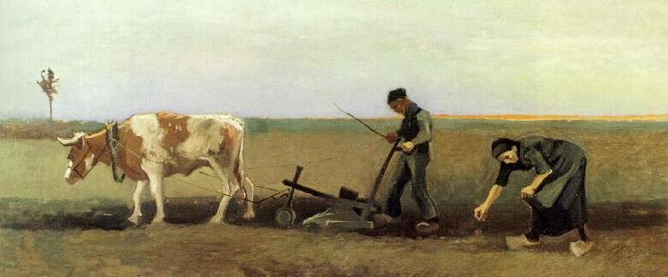 Vincent Van Gogh Planting potatoes oil painting image